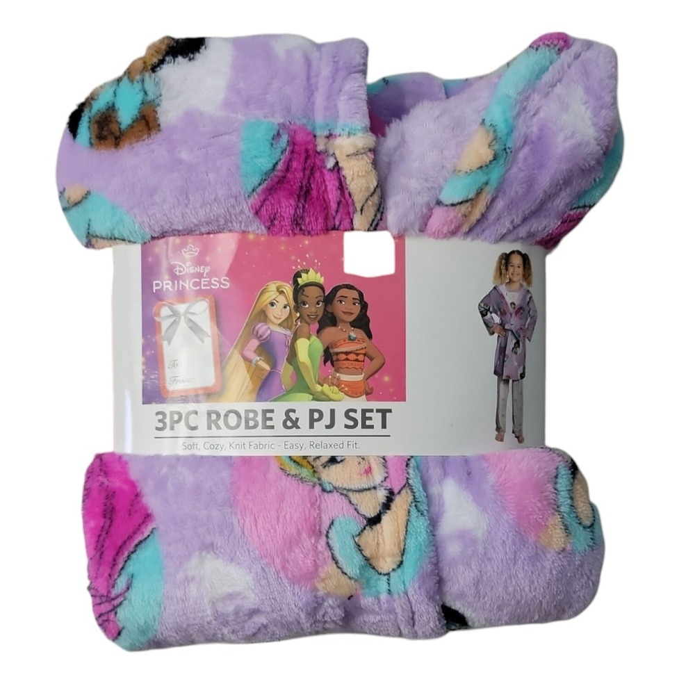 NEW Character Girl's 3-Piece Super Soft Hooded Robe & Pajama Set Medium (8)